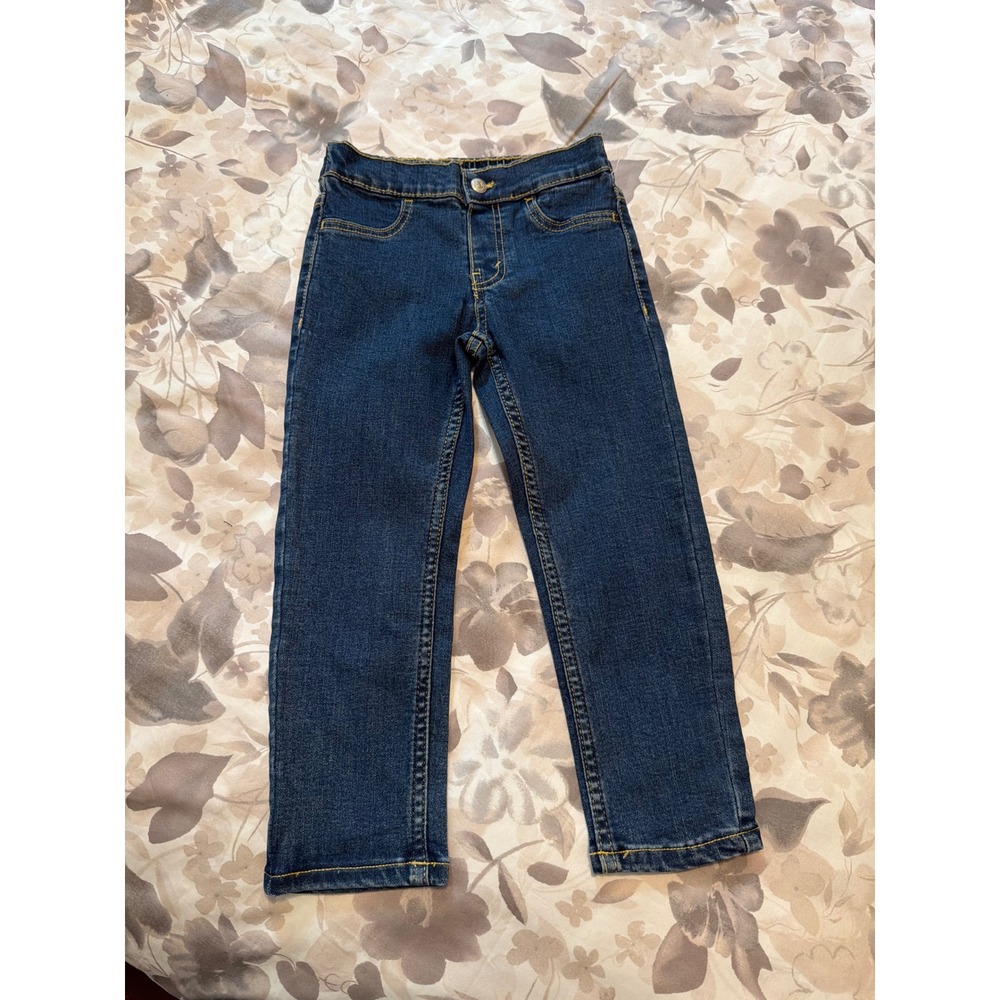 NWOT Levis Toddler Boys Dark Wash Straight Leg Jeans Elastic Waist Size 4T